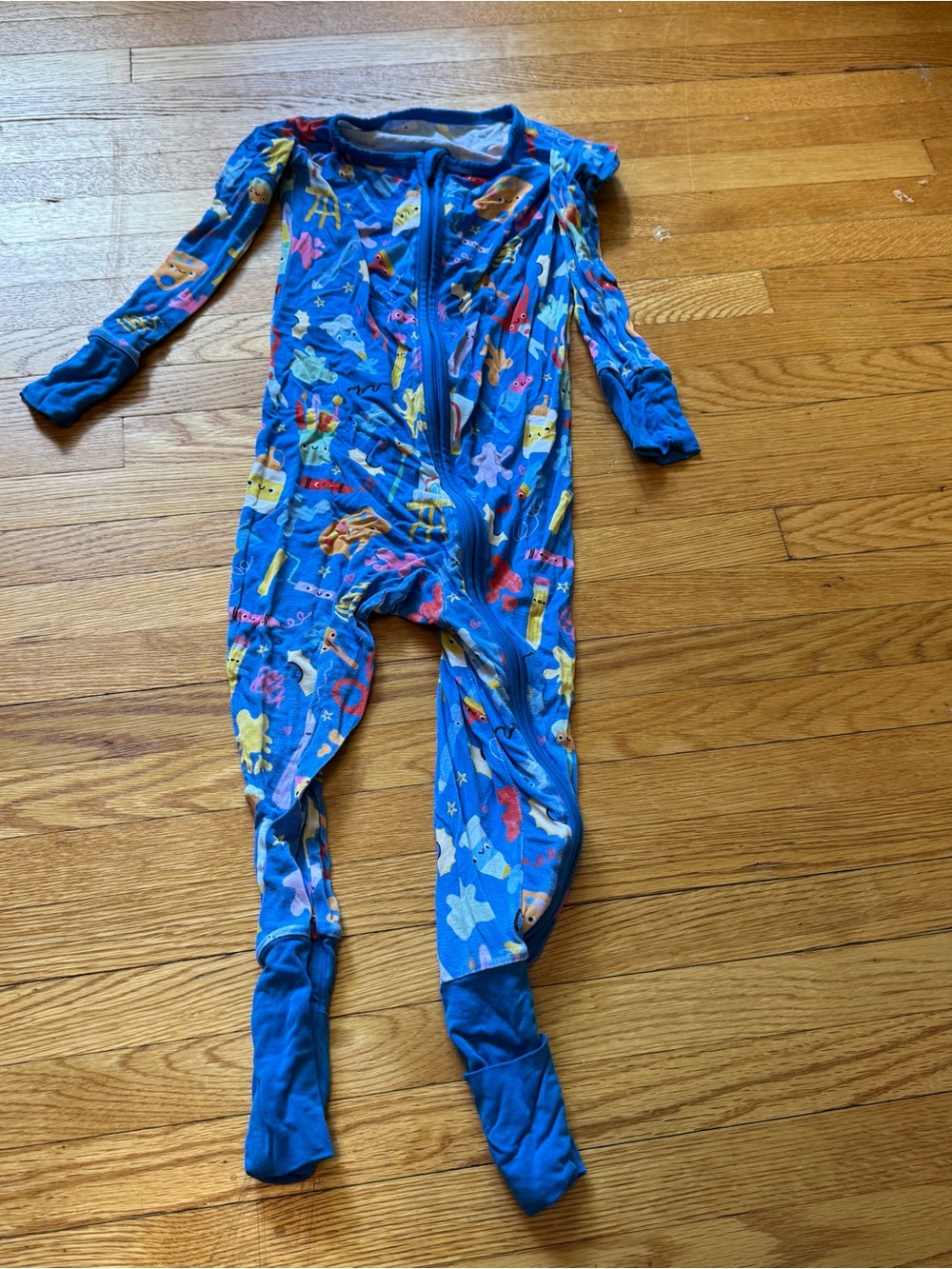 Little sleepies Blue Kids Footed One-Piece Pajama Playful Animal Print 12-18 - Picture 1 of 2